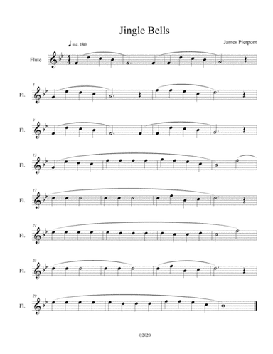 Jingle Bells for solo flute (arr. B C Dockery)