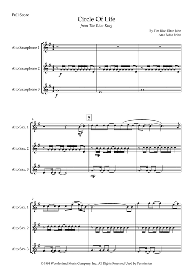Circle Of Life (arr. Fabio Britto)