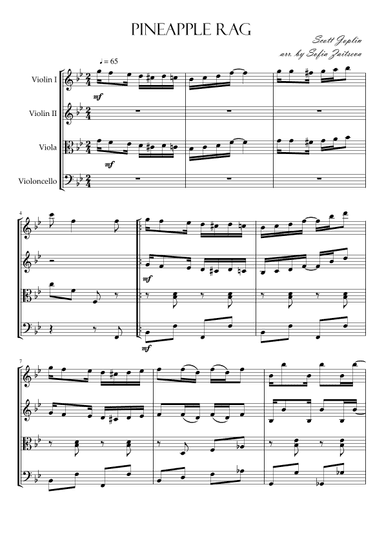 Pineapple Rag for String Quartet (arr. Sofia Zaitseva)