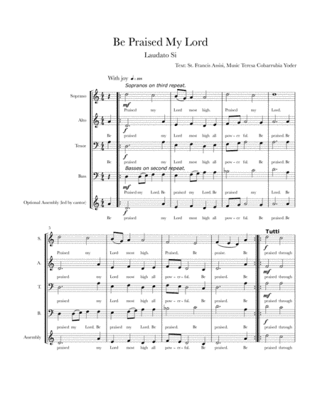 BE PRAISED MY LORD - SAB A CAPPELLA