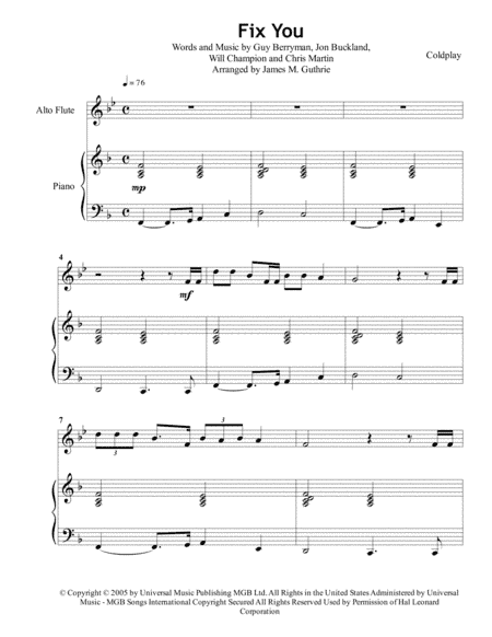 Fix You (arr. James M. Guthrie, ASCAP)