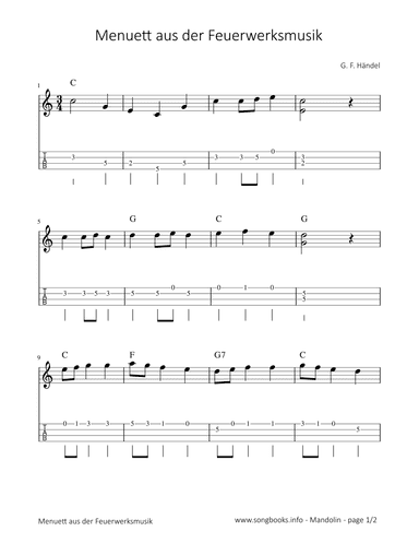Menuett aus der Feuerwerksmusik - G. F. Händel (arr. songbooks.info)