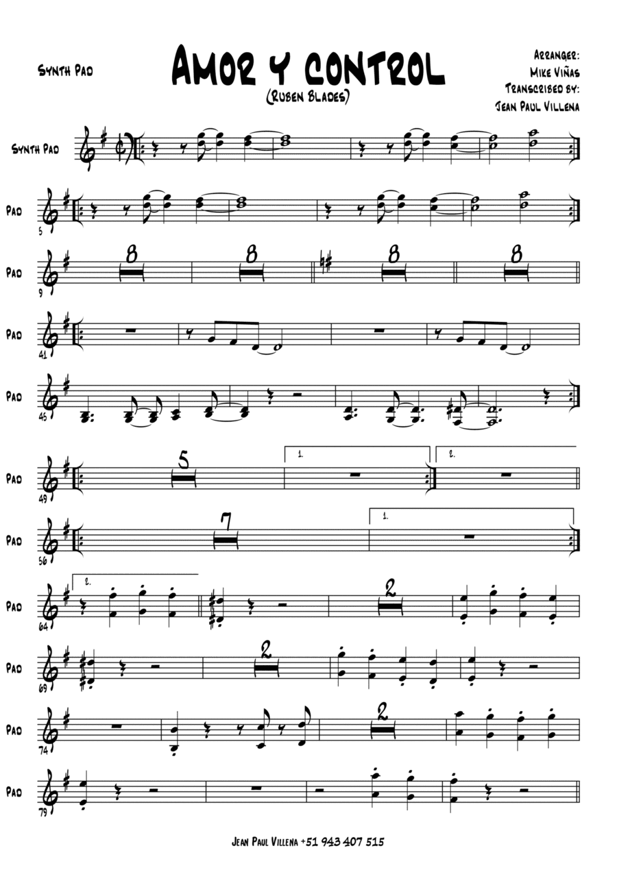 Amor Y Control (arr. Valentina Ruiz)