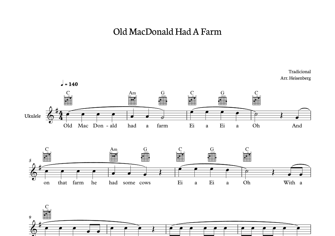 Old MacDonald had a farm for Ukelele (arr. Heisenberg)