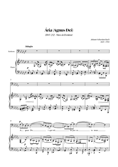 Aria (Agnus dei) from the Mass in B Minor (BACH) - Baritone_Bbm (arr. André Alberto Santos)