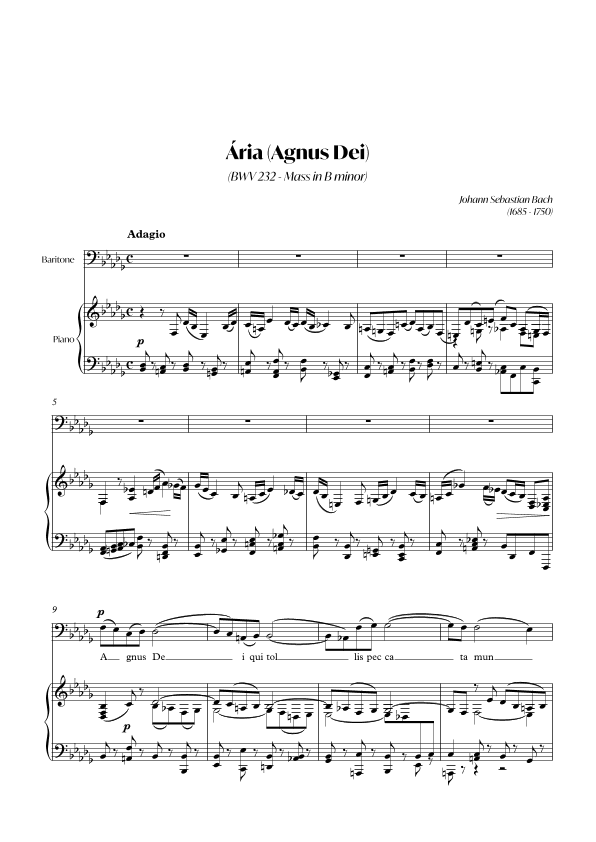 Aria (Agnus dei) from the Mass in B Minor (BACH) - Baritone_Bbm (arr. André Alberto Santos)