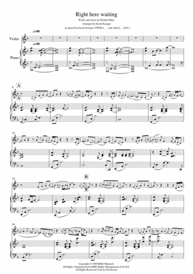 Right Here Waiting (arr. David Kocijan)