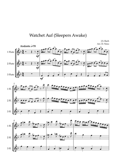 Watchet Auf (Sleepers Awake) (arr. David Nino)
