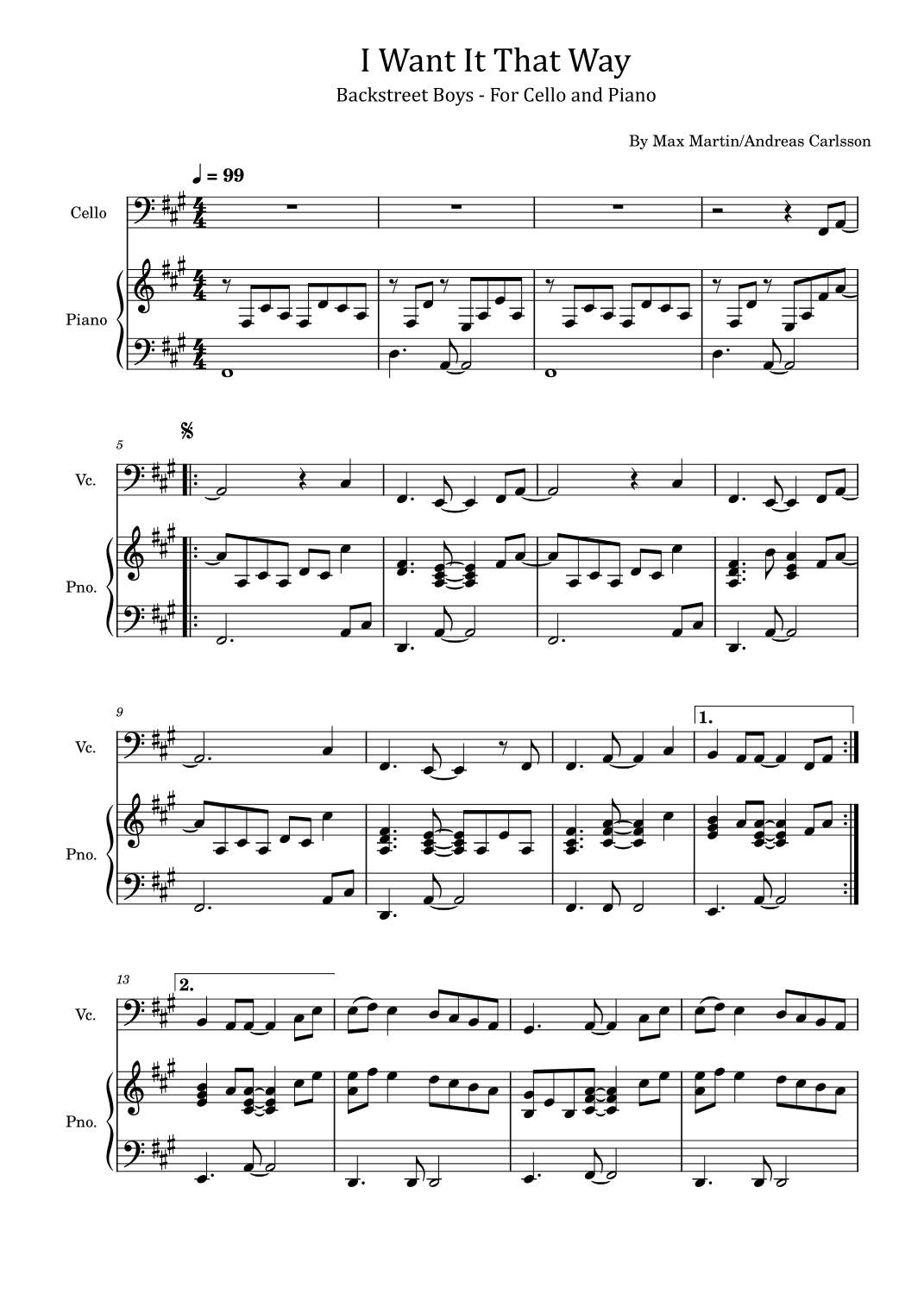 I Want It That Way (arr. poon)