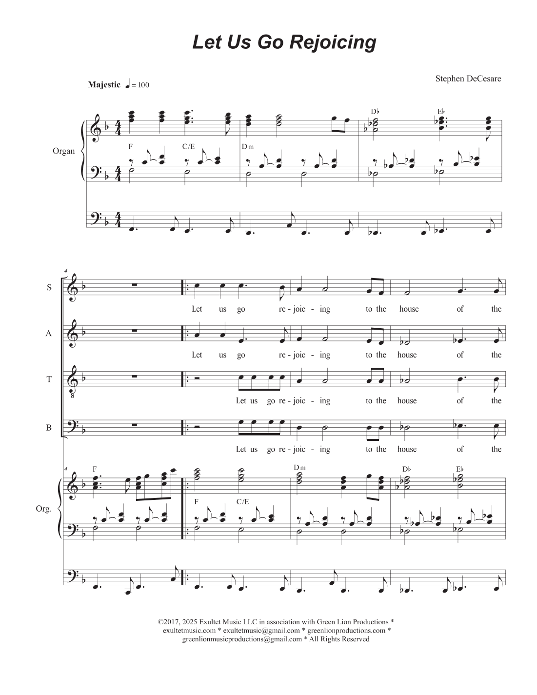 Let Us Go Rejoicing (SATB)