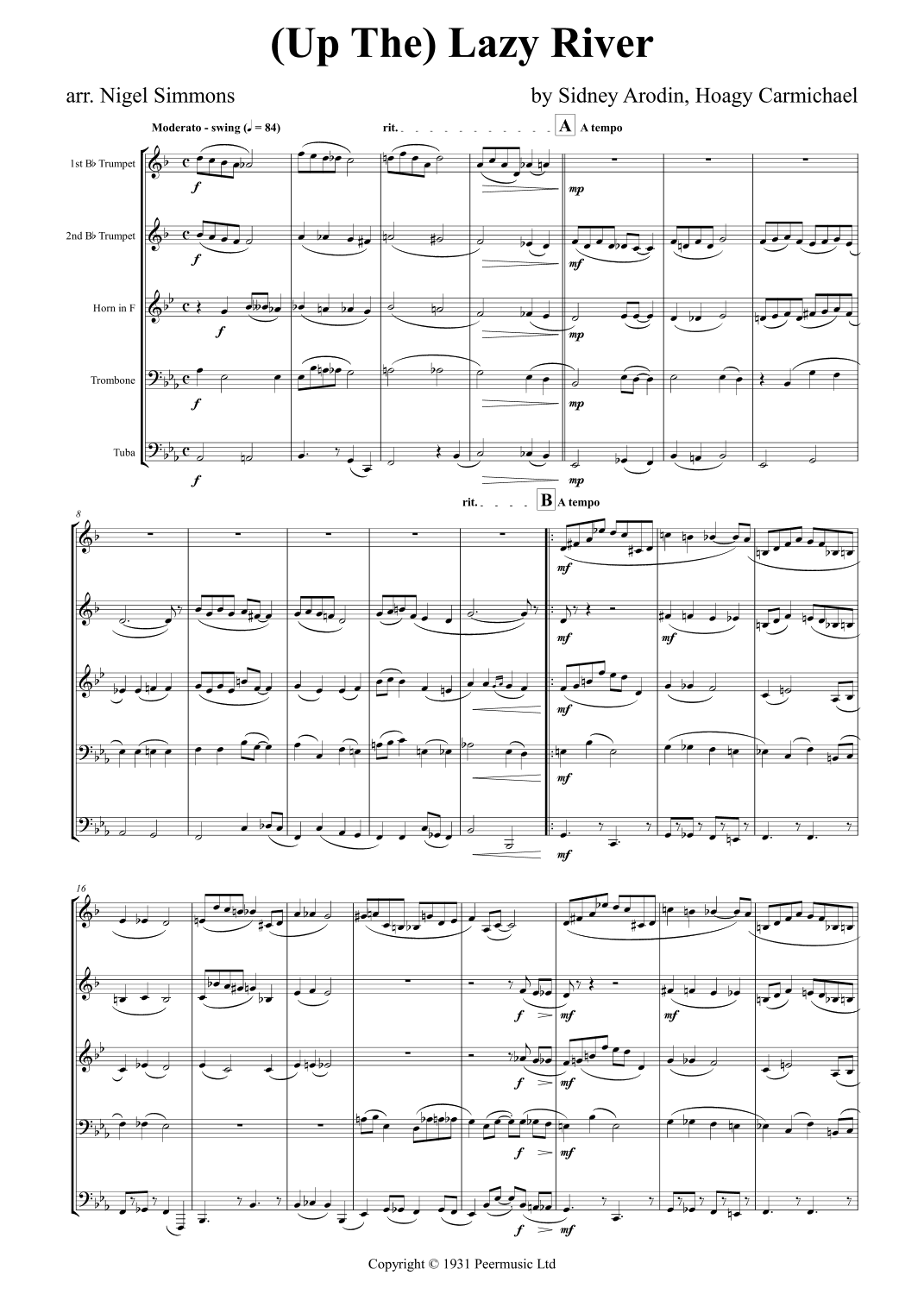 Lazy River (arr. Nigel Simmons)