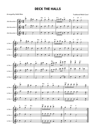 Deck The Halls - Alto Recorder Trio (arr. Valdir Maia)