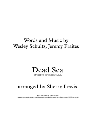 Dead Sea (arr. Sherry Lewis)