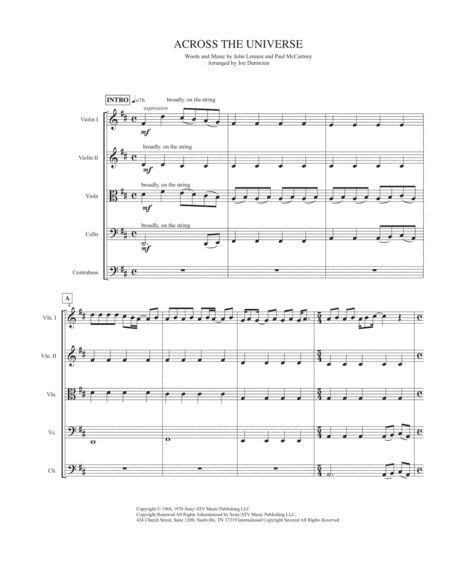 Across The Universe (arr. Joe Deninzon)