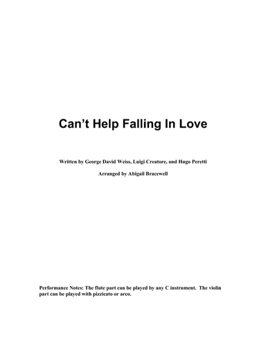Can't Help Falling In Love (arr. Abigail Bracewelll)