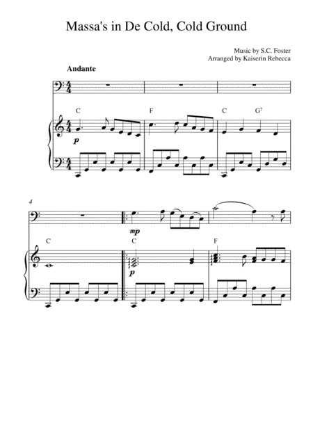 Massa's in De Cold, Cold Ground (bassoon solo and piano accompaniment with chords) (arr. Kaiserin Rebecca)