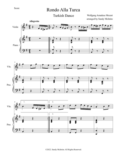 Rondo Alia Turca (Turkish Dance) (arr. Sandy McIntire)