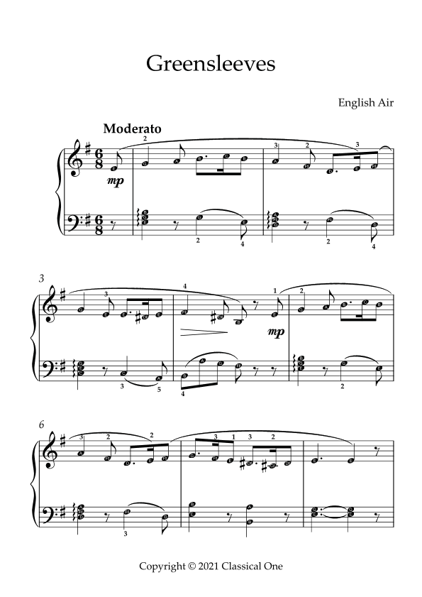 English Air - Greensleeves(With Note name) (arr. MPS)