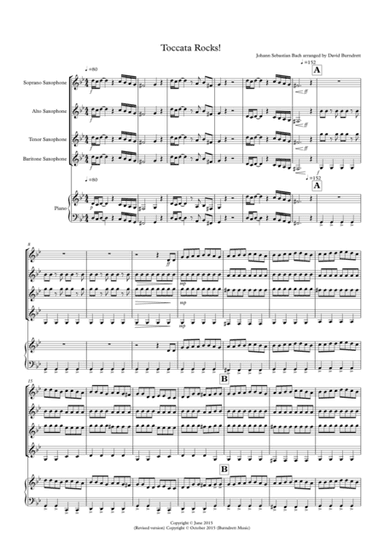 Toccata Rocks! for Saxophone Quartet (arr. David Burndrett)