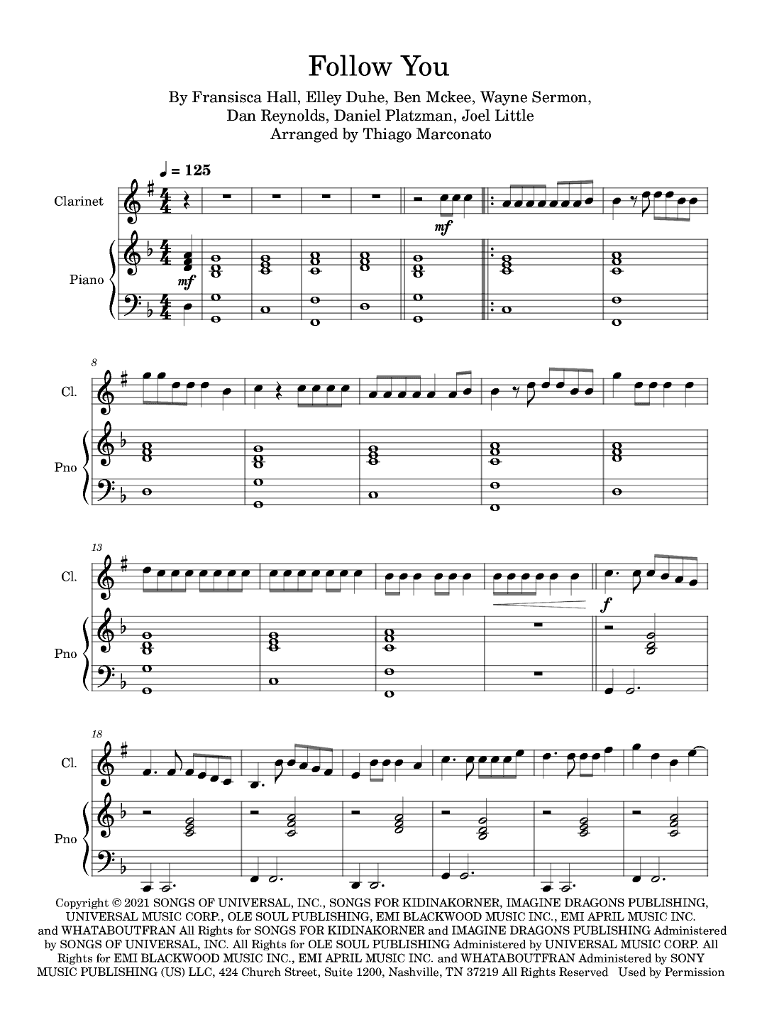 Follow You (arr. Thiago Marconato)