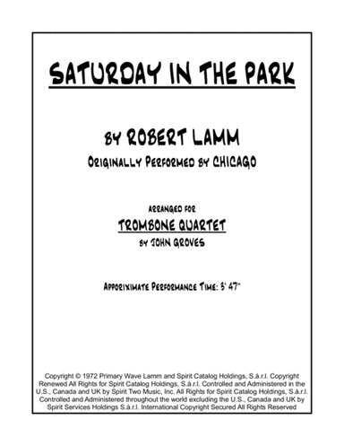 Saturday In The Park (arr. John Groves)
