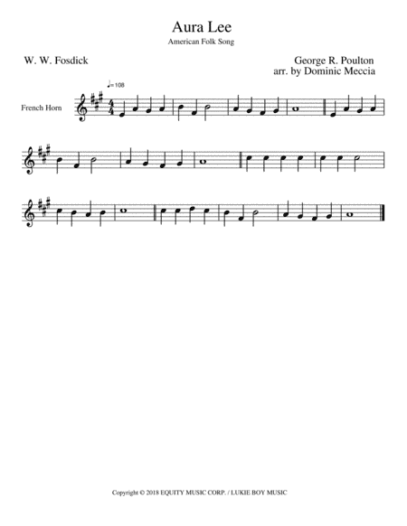 Aura Lee (arr. Dominic Meccia)