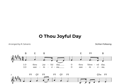 O Thou Joyful Day (Key of B Major) (arr. R. Salvario)