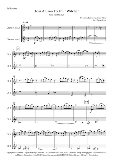 Toss A Coin To Your Witcher (arr. Fabio Britto)