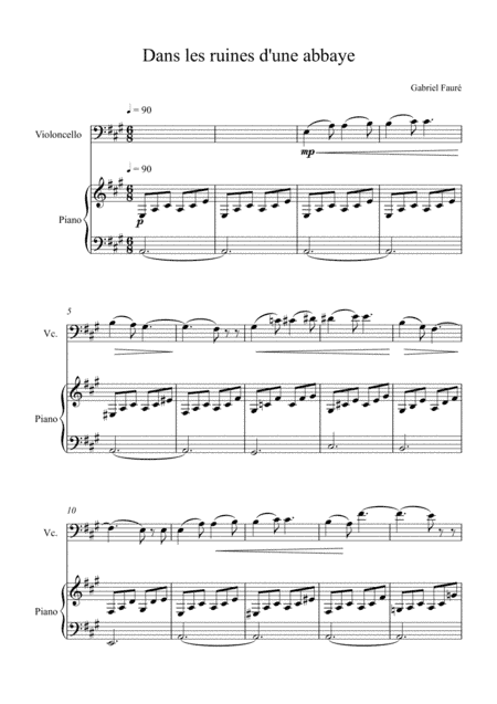 Gabriel Fauré - Dans les ruines d'une abbaye (Violoncello Solo) (arr. André Laitano)