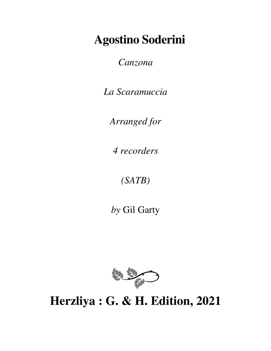 Canzona no.5 "La Scaramuccia" (Arrangement for 4 recorders) (arr. Gil Garty)