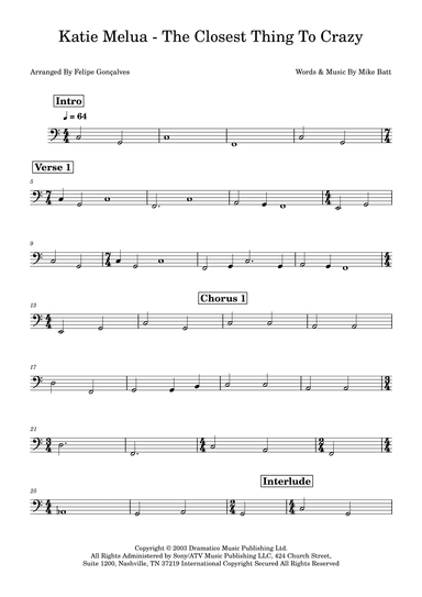 The Closest Thing To Crazy (arr. Felipe Gonçalves)