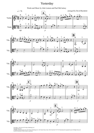 Yesterday (arr. David Burndrett)