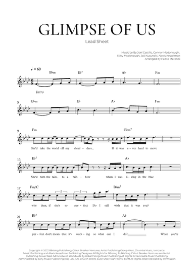 Glimpse Of Us (arr. Pedro Merendi)