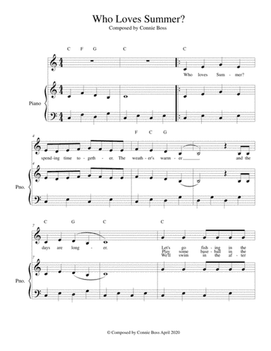 Who Loves Summer? - kids song solo and piano