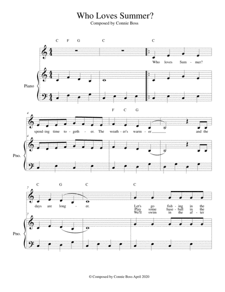 Who Loves Summer? - kids song solo and piano