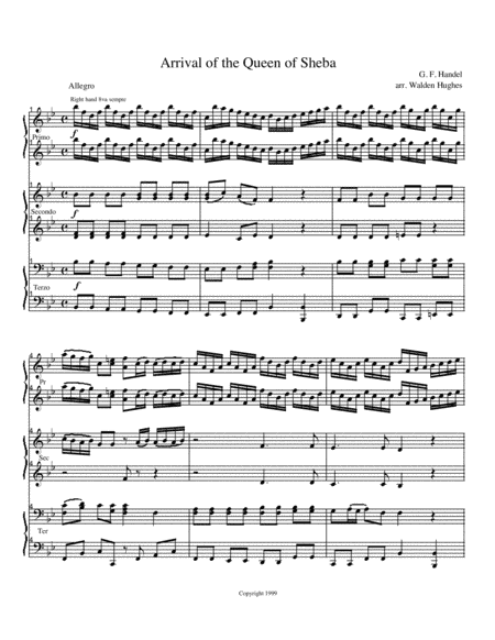 Queen of Sheeba Piano Trio (1 Piano 6 Hands) (arr. Dr. Walden Hughes)