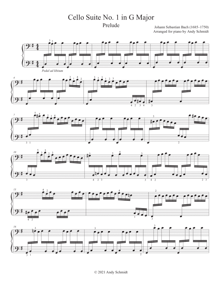 Bach Cello Suite No. 1 in G Major (arr. Andy Schmidt)