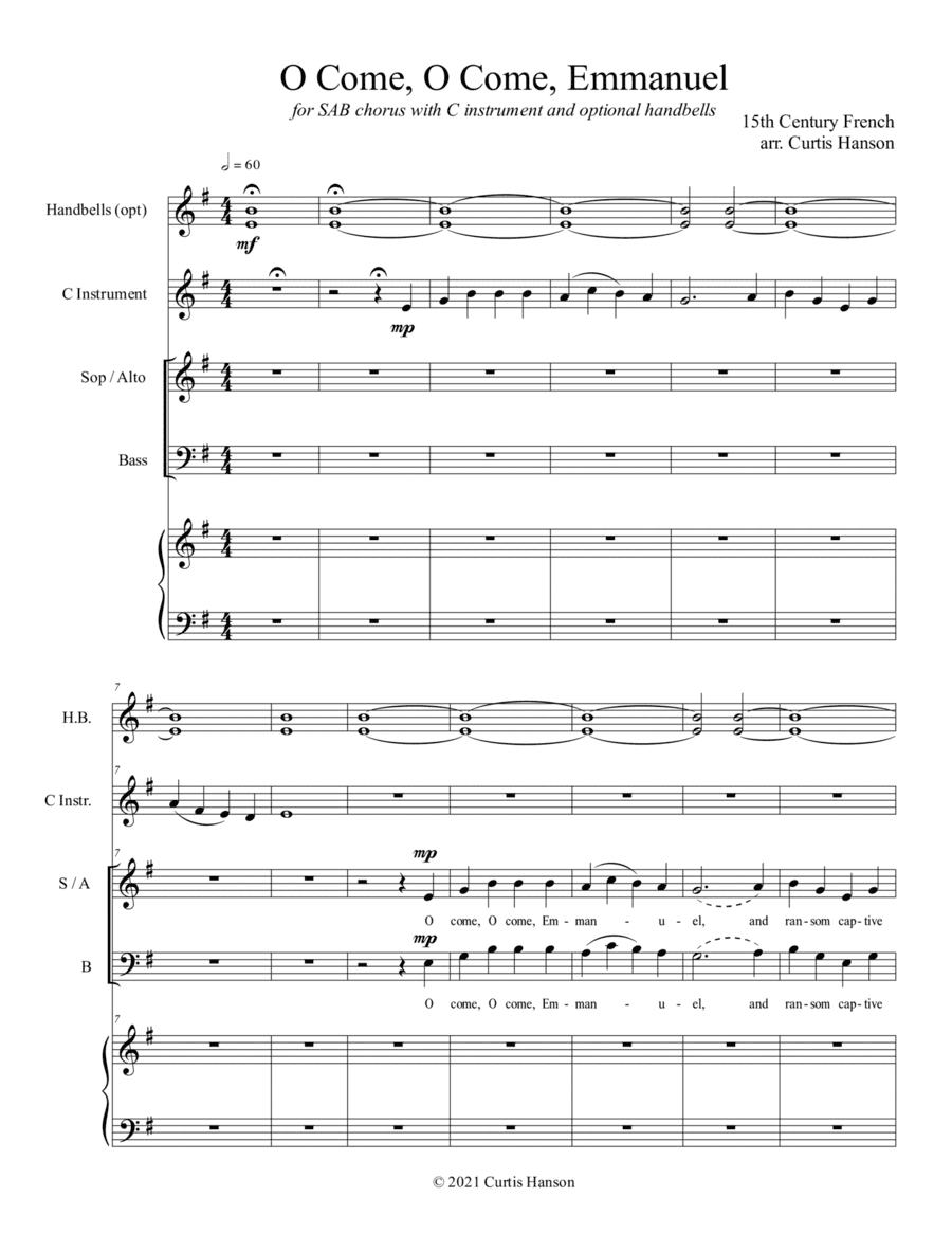 O Come, O Come, Emmanuel (SAB) (arr. Curtis Hanson)