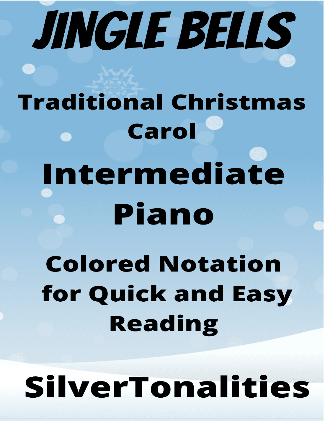 Jingle Bells Easy Intermediate Piano Sheet Music with Colored Notation (arr. SilverTonalities)