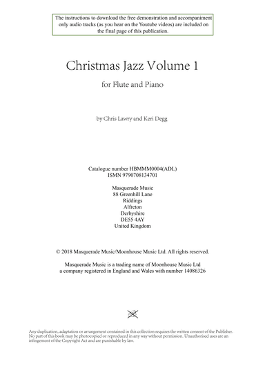 Christmas Jazz Volume 1 (flute) - 5 Christmas/Holiday pieces in Jazz Styles (also Funk, and Ballad) (arr. Masquerade Music)