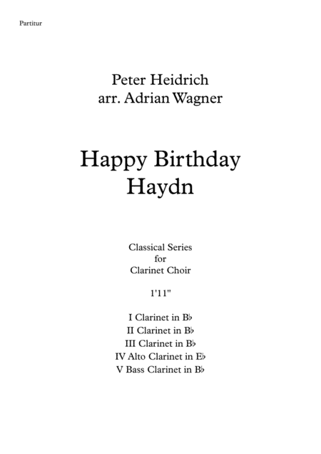 "Happy Birthday Haydn" Clarinet Choir arr. Adrian Wagner (arr. Adrian Wagner)