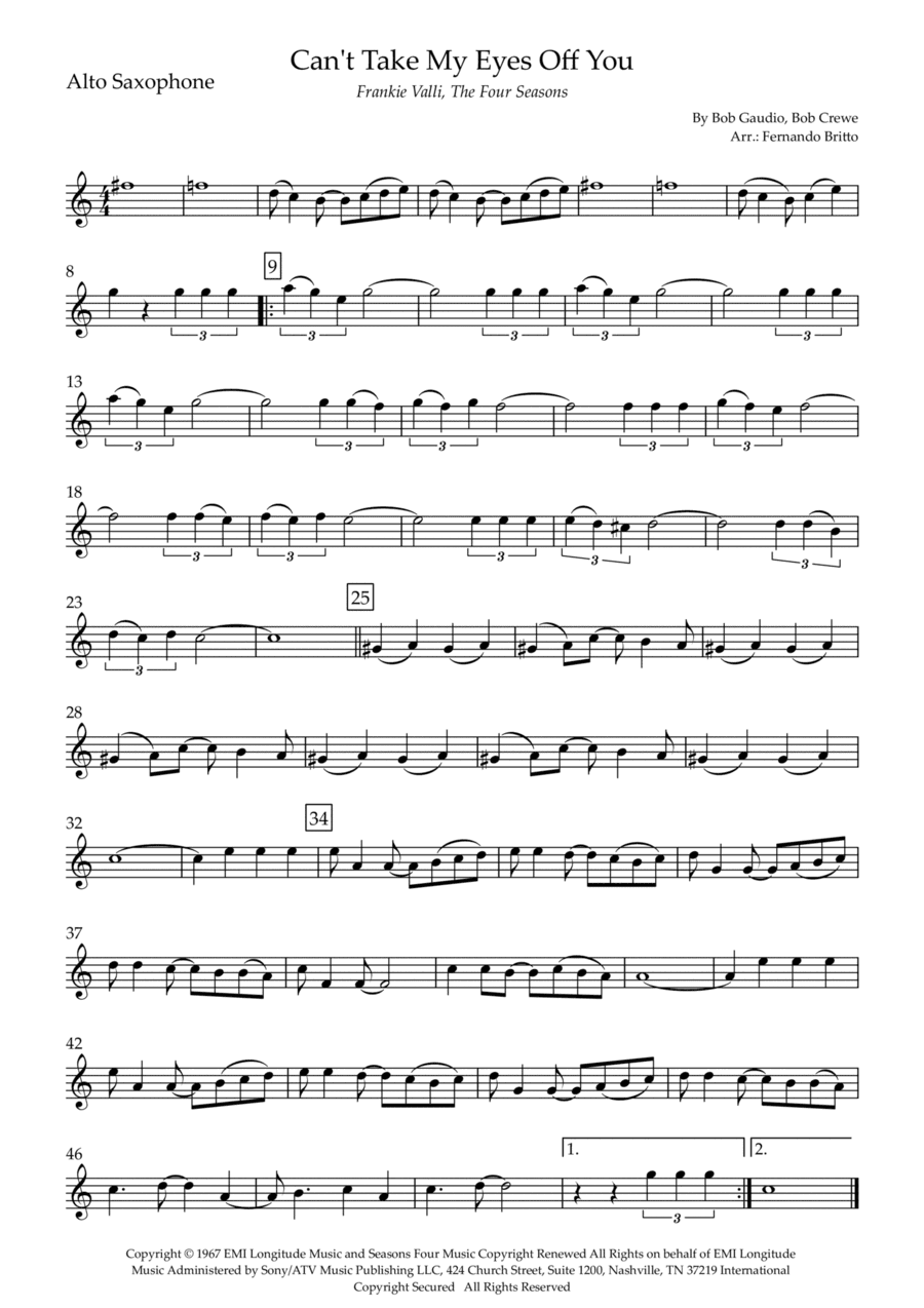 Can't Take My Eyes Off Of You (arr. Fernando Britto)