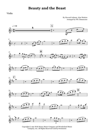 Beauty And The Beast (arr. P.H. Damasceno)
