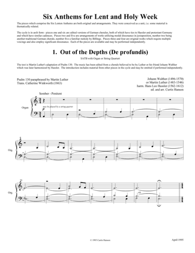Six Anthems for Lent and Holy Week (SATB divisi) (arr. Curtis Hanson)