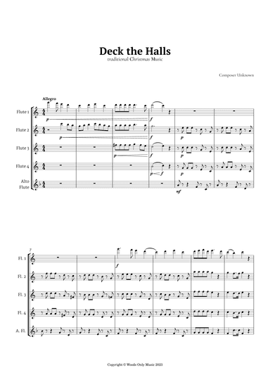 Deck the Halls by Oliphant for Flute Quintet (arr. Ander)