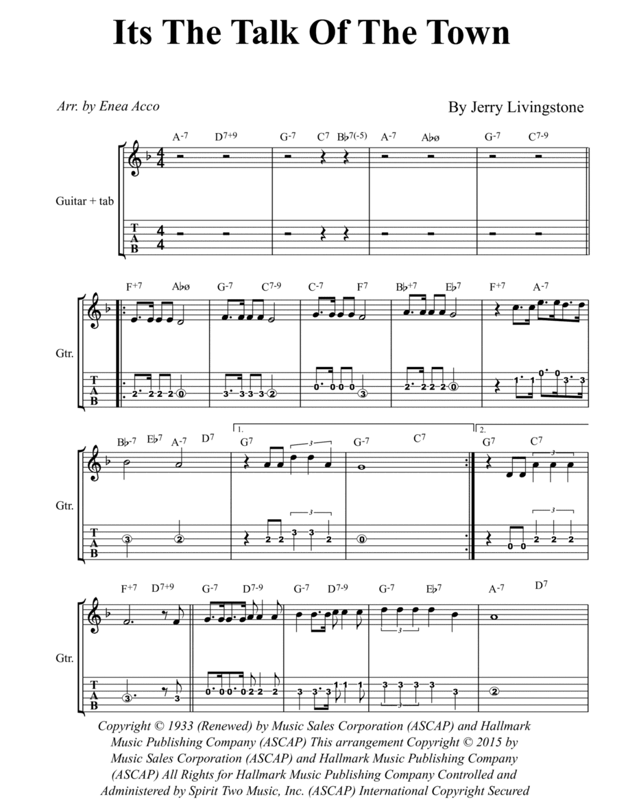 It's The Talk Of The Town (arr. Enea Acco)