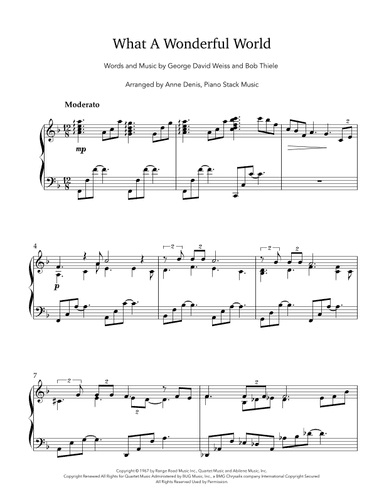 What A Wonderful World (arr. Anne Denis, Piano Stack Music)