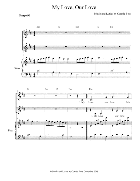 My Love, Our Love - vocal duet and piano - wedding/love song
