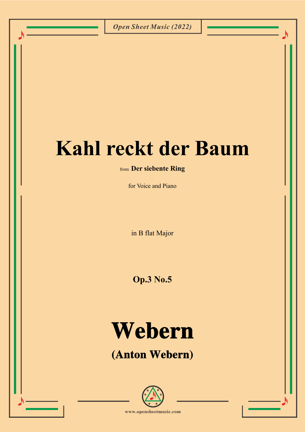 Webern-Kahl reckt der Baum,Op.3 No.5,in B flat Major (arr. OSM Press)