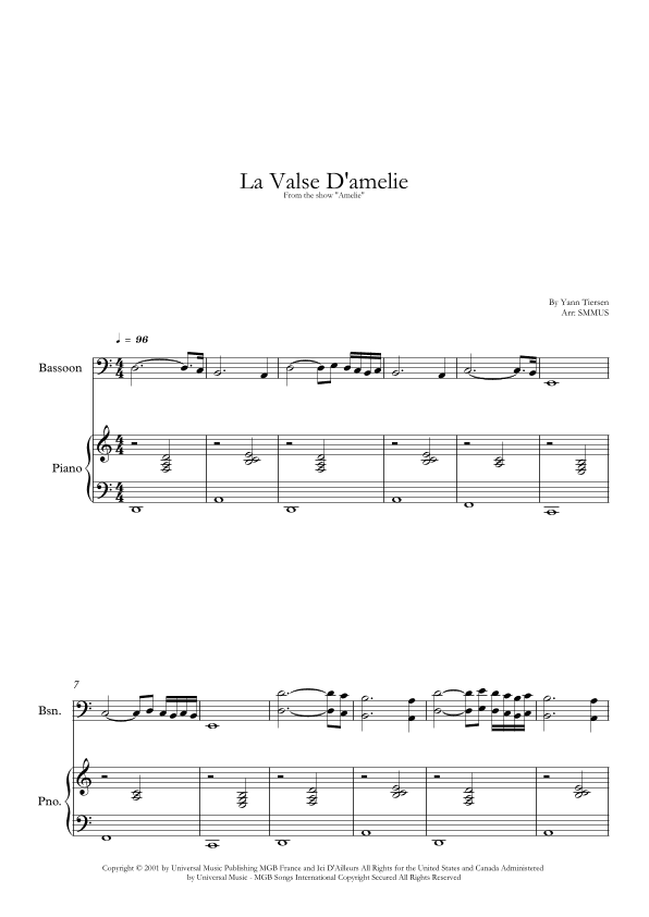 La Valse D'amelie (arr. SMMUS)